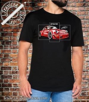 CAMISETA NEGRA CON EL DIBUJO DEL PORSCHE 911 RWB