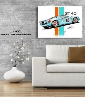 POSTER FORD GT40 GULF LE MANS