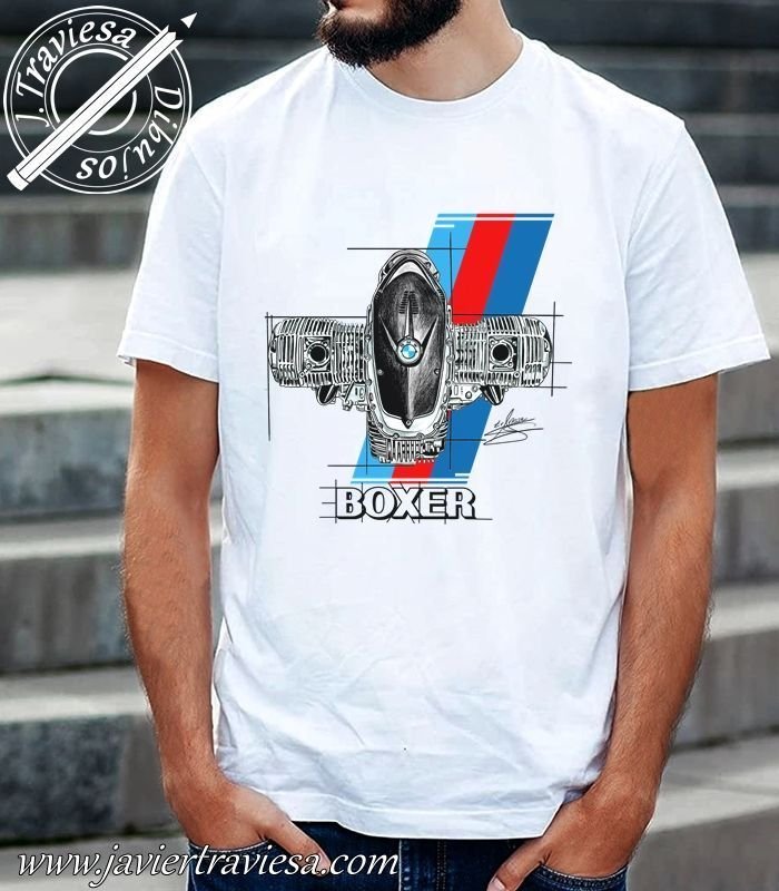 CAMISETA CON DIBUJO DE MOTOR BMW BOXER