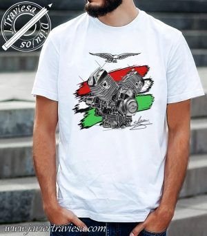 CAMISETA CON DIBUJO DE MOTOR MOTO GUZZI