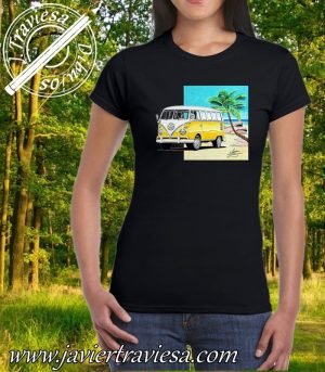 CAMISETA NEGRA MUJER VW T1